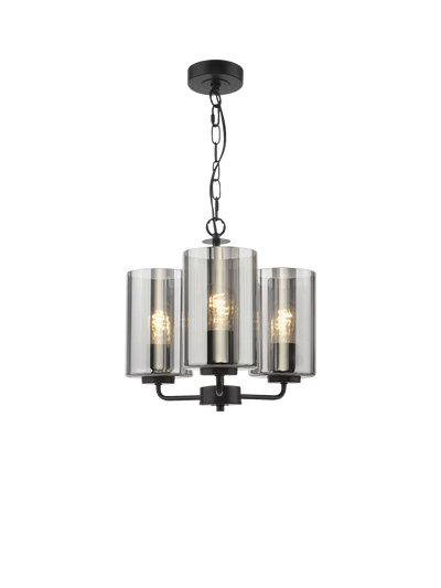 John Lewis Där Daylin 3 Arm Glass Pendant Ceiling Light, Black- Buy online at McGrocer