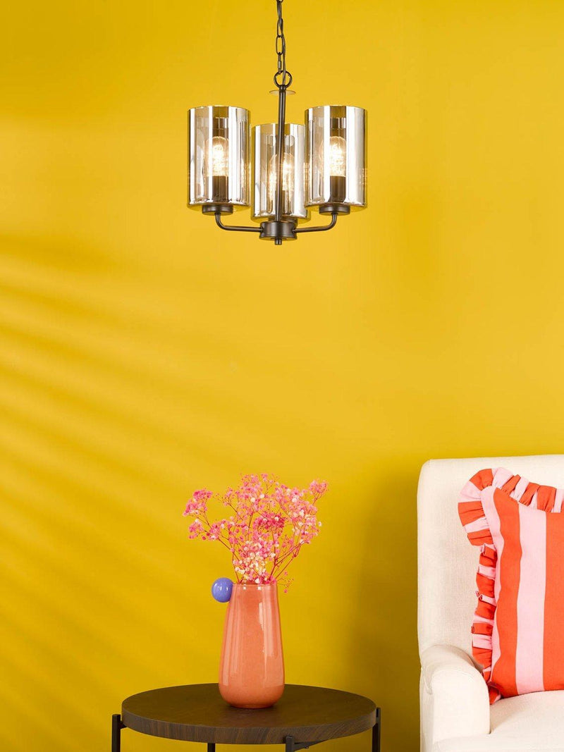 Där Daylin three-arm pendant light black, imported from the UK