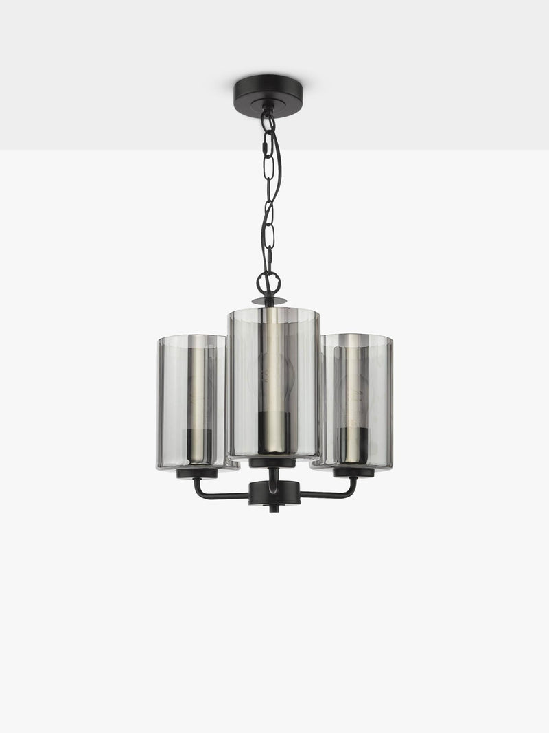 Där Daylin three-arm pendant light black, imported from the UK