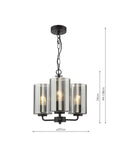 Där Daylin three-arm pendant light black, imported from the UK