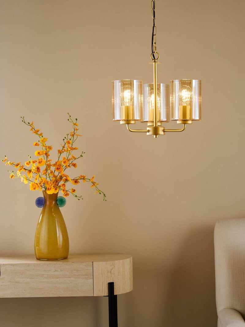 Där Daylin gold three-arm pendant ceiling light (British brand)