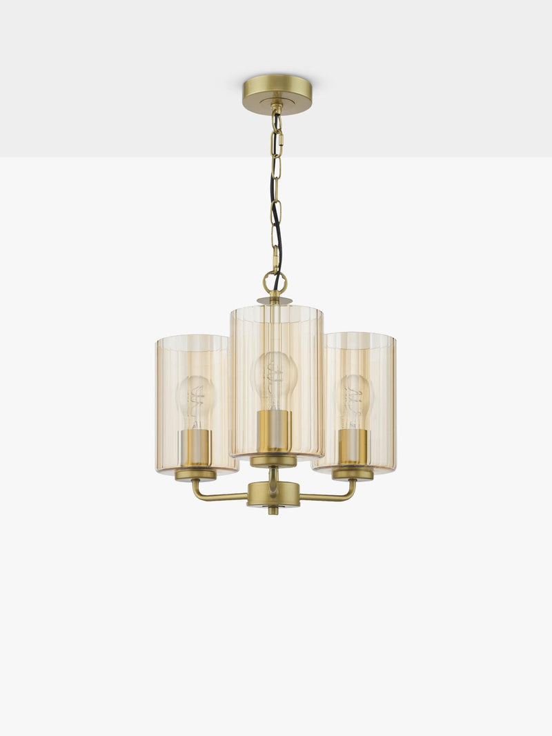 Där Daylin gold three-arm pendant ceiling light (British brand)