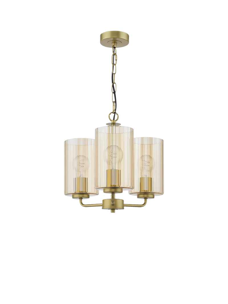 Där Daylin gold three-arm pendant ceiling light (British brand)