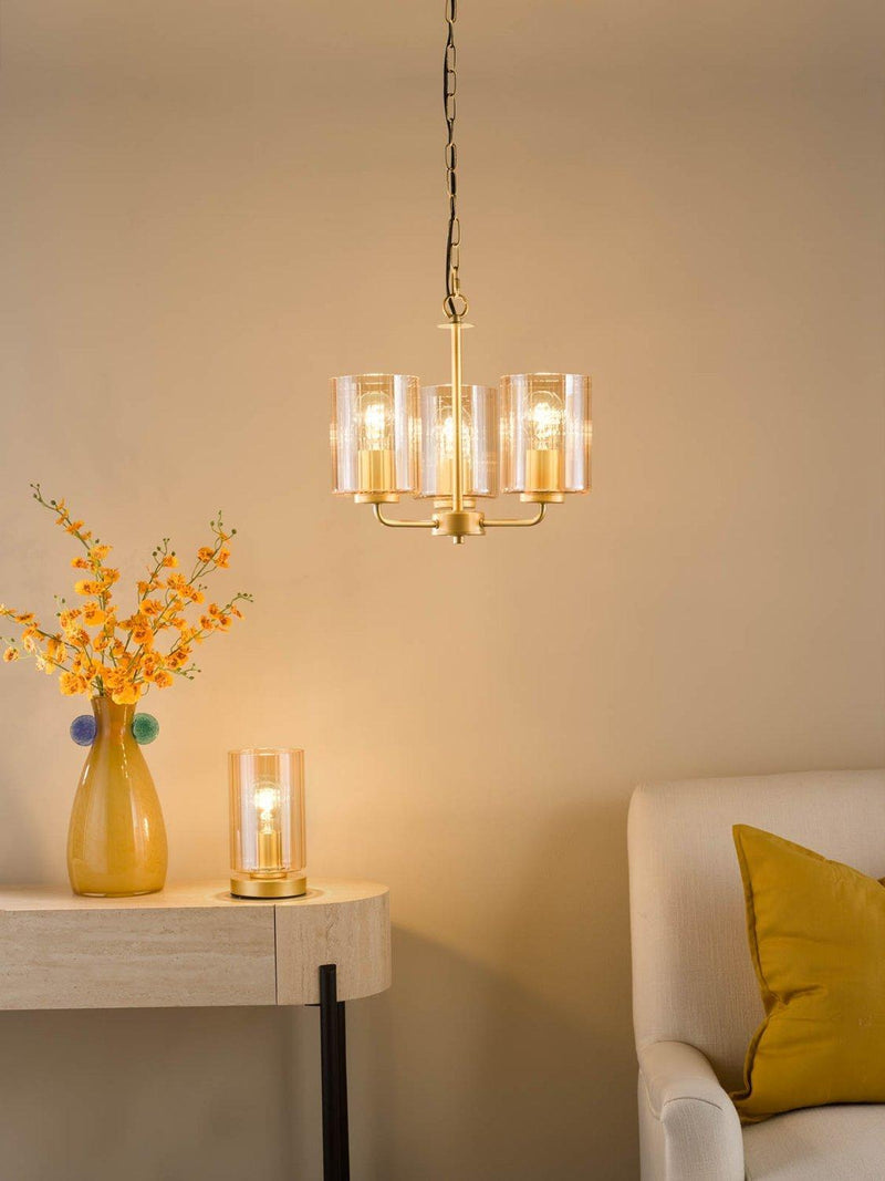 Där Daylin gold three-arm pendant ceiling light (British brand)