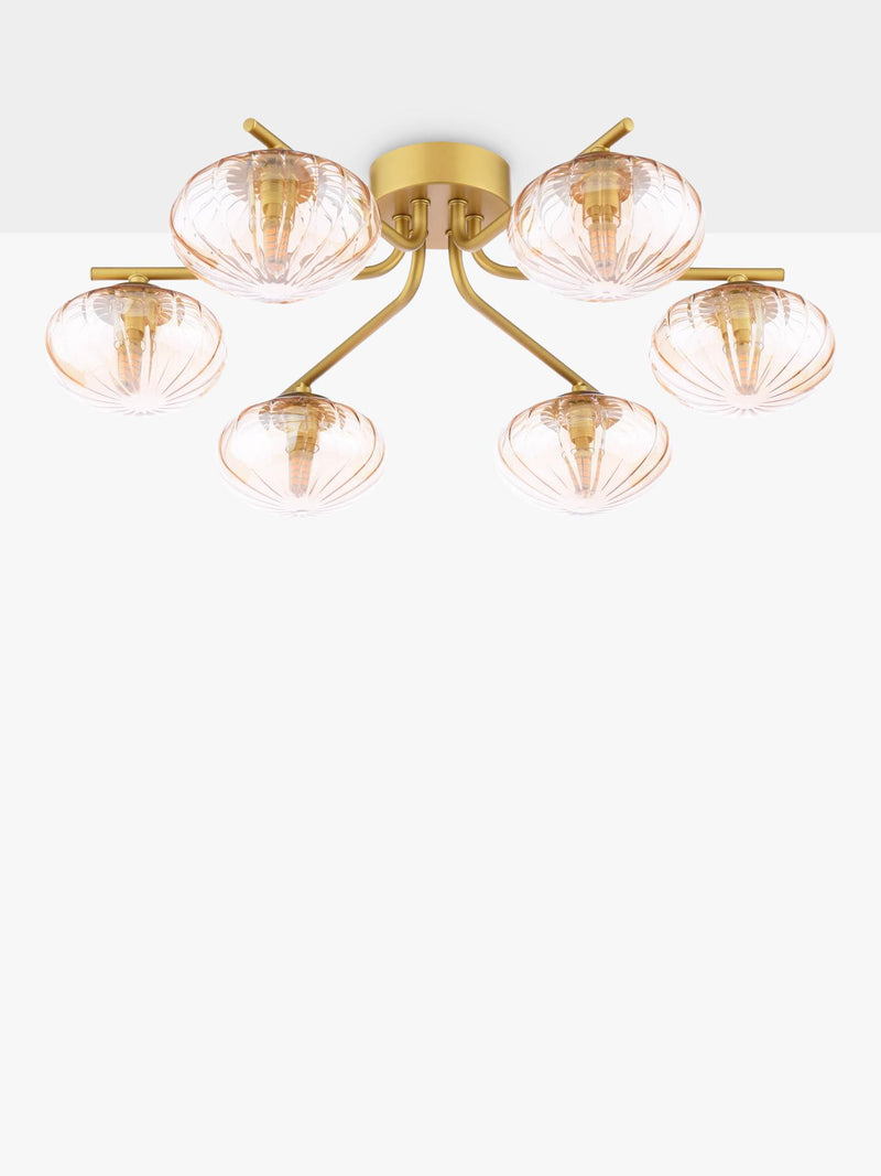 Där ceiling light gold and amber 6-arm semi-flush, UK version