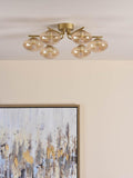 Där ceiling light gold and amber 6-arm semi-flush, UK version