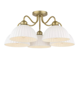 John Lewis Laura Ashley Durford 5 Arm Semi Flush Ceiling Light, Antique Brass- Buy online at McGrocer