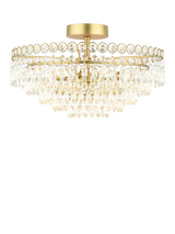 John Lewis Laura Ashley Enid Semi Flush Crystal Ceiling Light, Antique Brass- Buy online at McGrocer