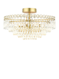 Laura Ashley Enid Semi Flush Crystal Pendant Ceiling Light, Antique Brass