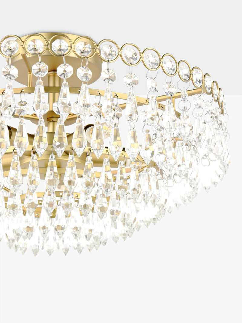 Laura Ashley Enid semi flush crystal pendant ceiling light antique brass 35cm (British brand)