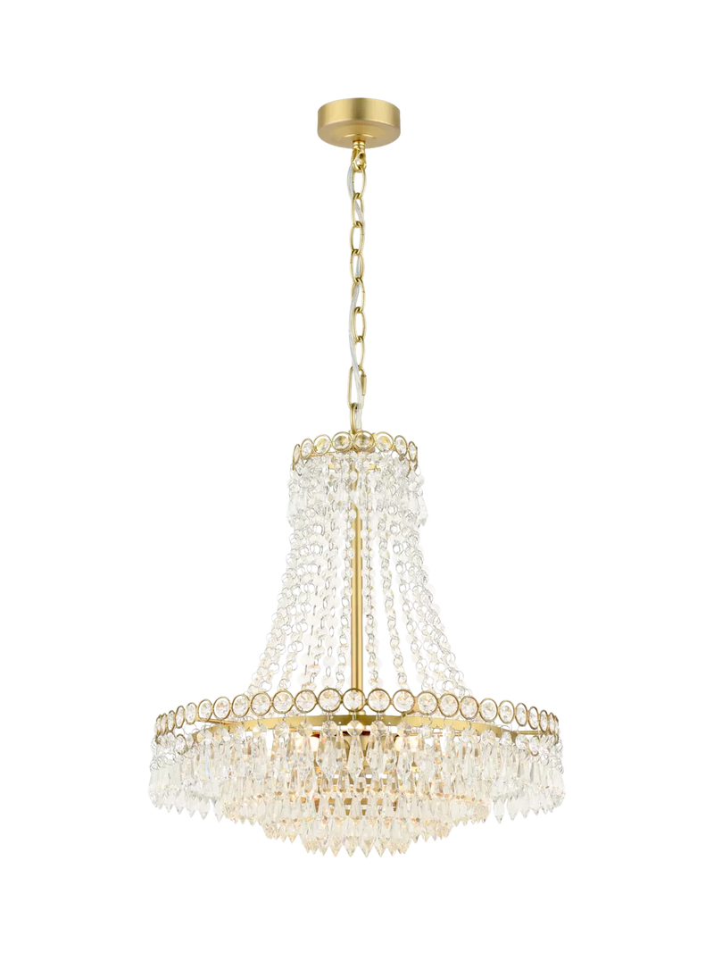 Laura Ashley Enid crystal chandelier antique brass five arms UK version