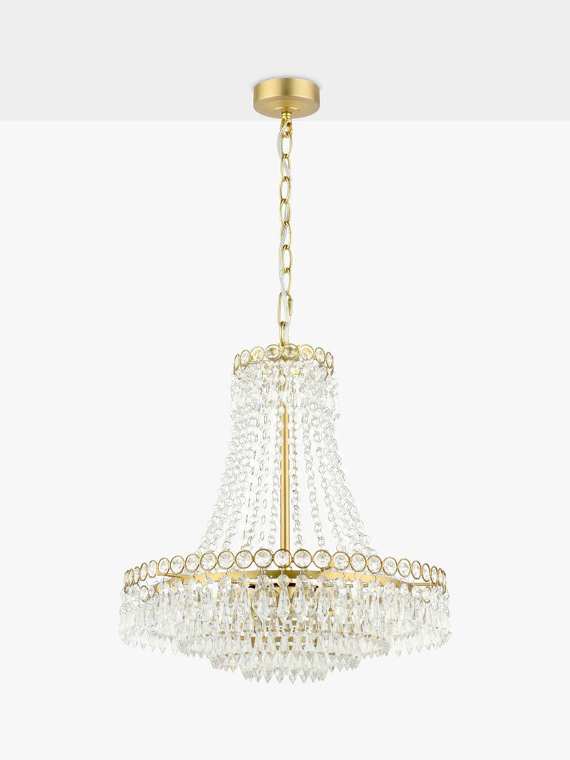 Laura Ashley Enid crystal chandelier antique brass five arms UK version