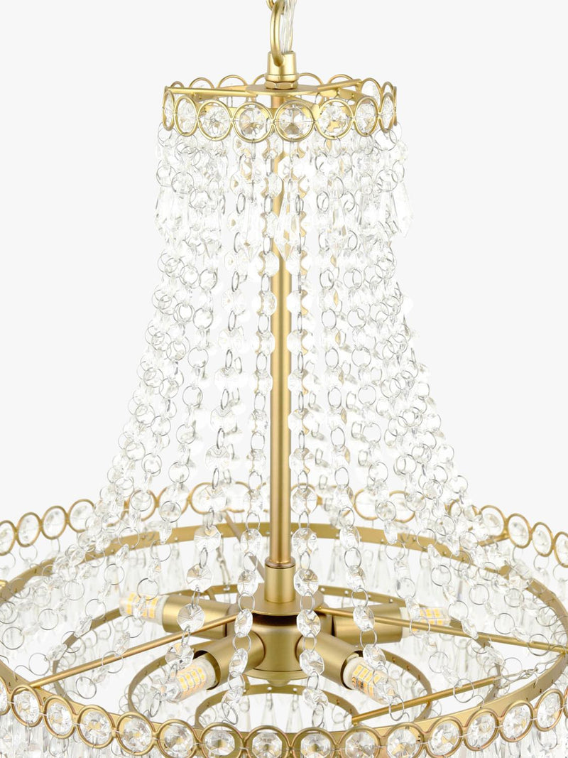 Laura Ashley Enid crystal chandelier antique brass five arms UK version