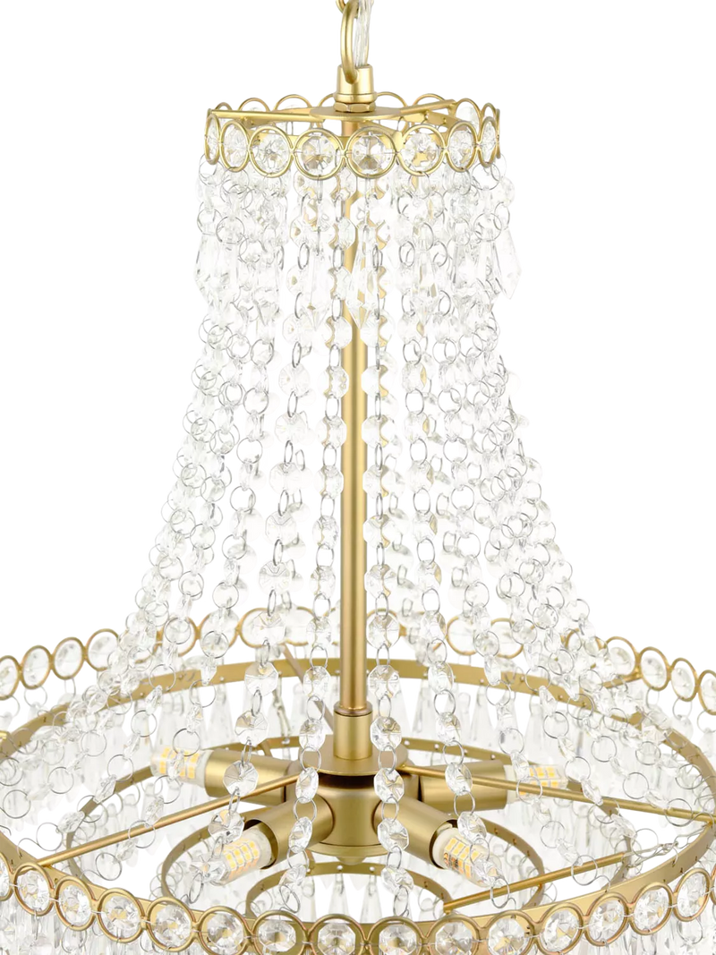 Laura Ashley Enid crystal chandelier antique brass five arms UK version