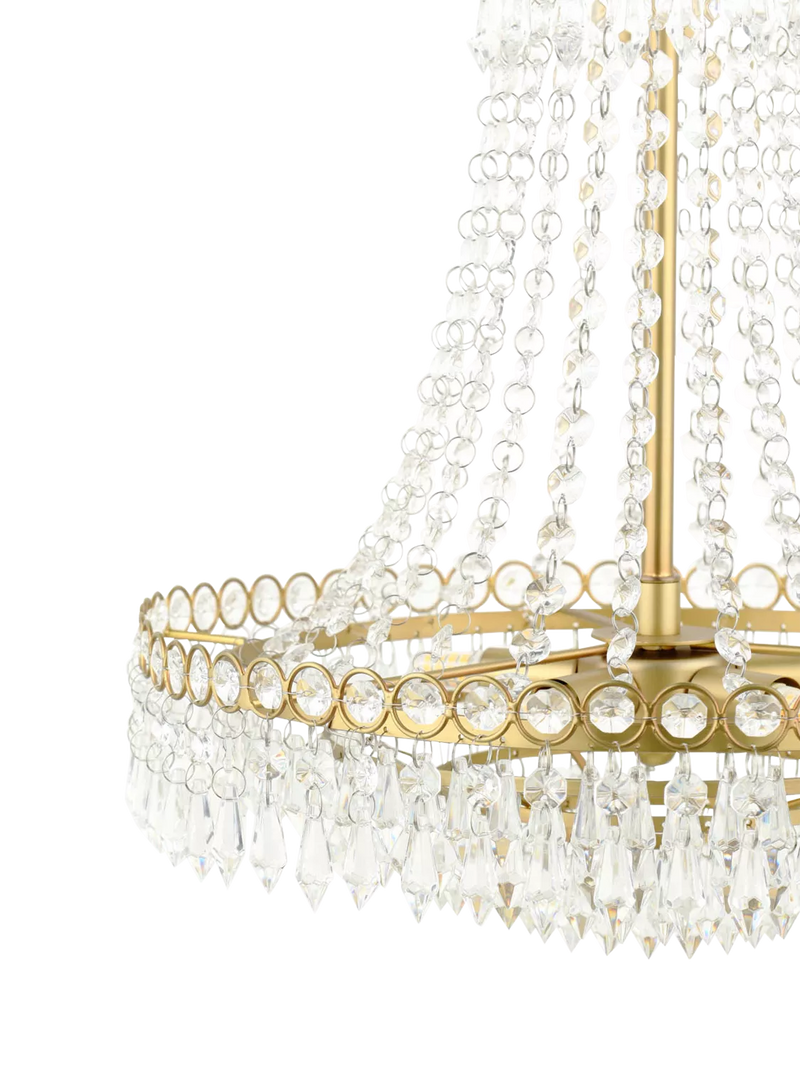 Laura Ashley Enid crystal chandelier antique brass five arms UK version