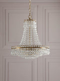 Laura Ashley Enid crystal chandelier antique brass five arms UK version