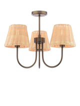John Lewis Laura Ashley Hasfield 3 Arm Rattan Semi Flush Ceiling Light, Antique Bronze- Buy online at McGrocer