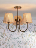 Laura Ashley semi flush ceiling light with rattan shades (British brand)