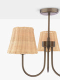 Laura Ashley semi flush ceiling light with rattan shades (British brand)