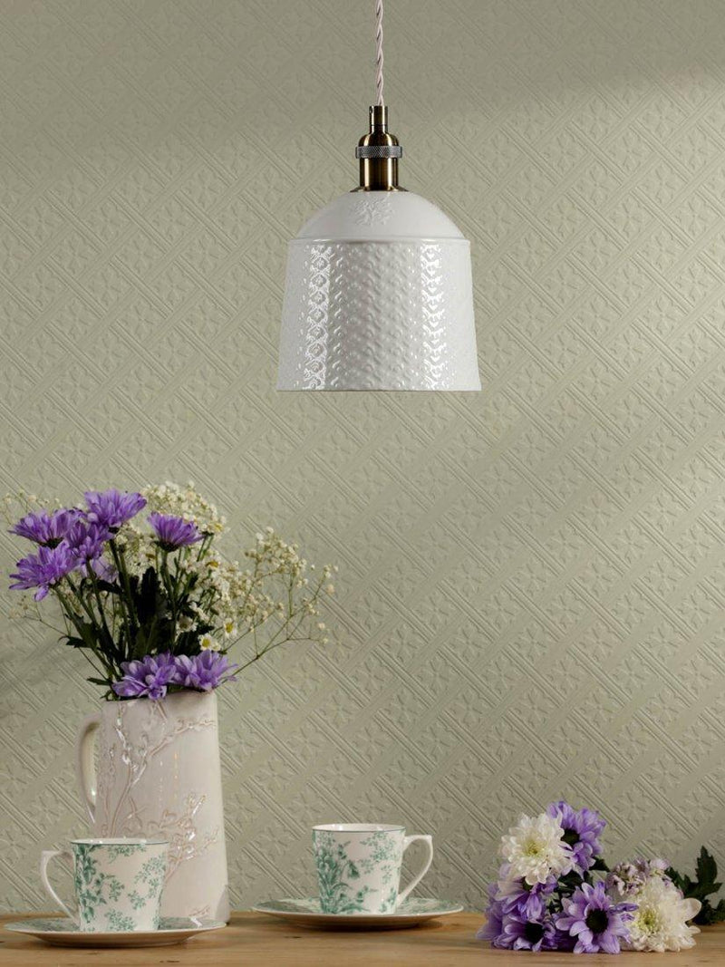 Laura Ashley porcelain pendant ceiling light set of 2 cream, UK version
