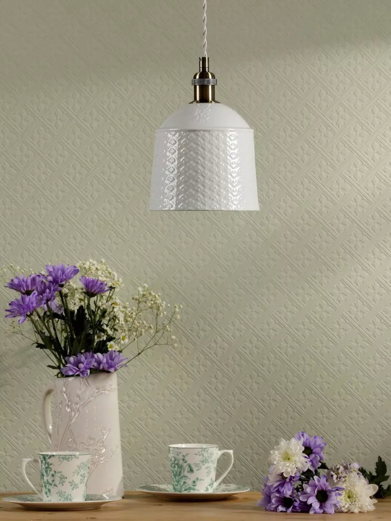 Laura Ashley porcelain pendant ceiling light set of 2 cream, UK version