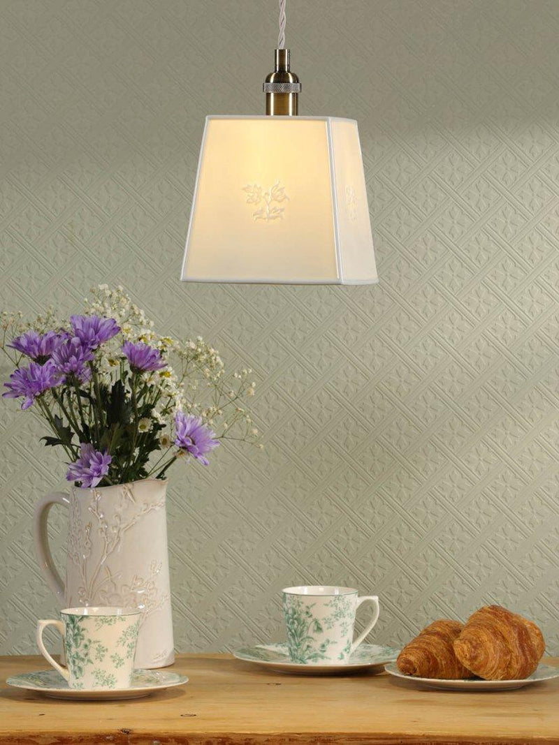 Laura Ashley square porcelain pendant ceiling light cream (British brand)