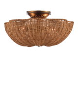 John Lewis Joules Braywick Rattan Flush Ceiling Light, Natural- Buy online at McGrocer