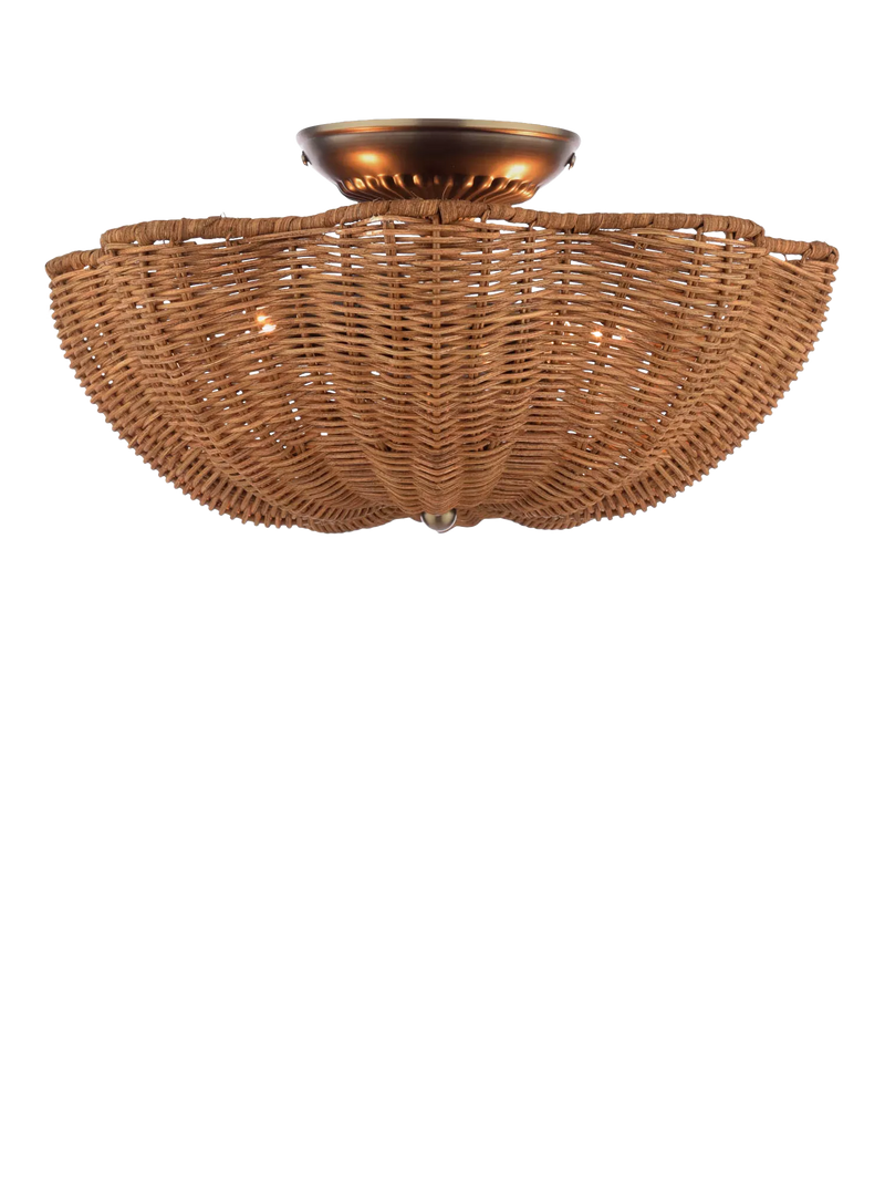 Joules Braywick flush ceiling light natural rattan 35cm (British brand)