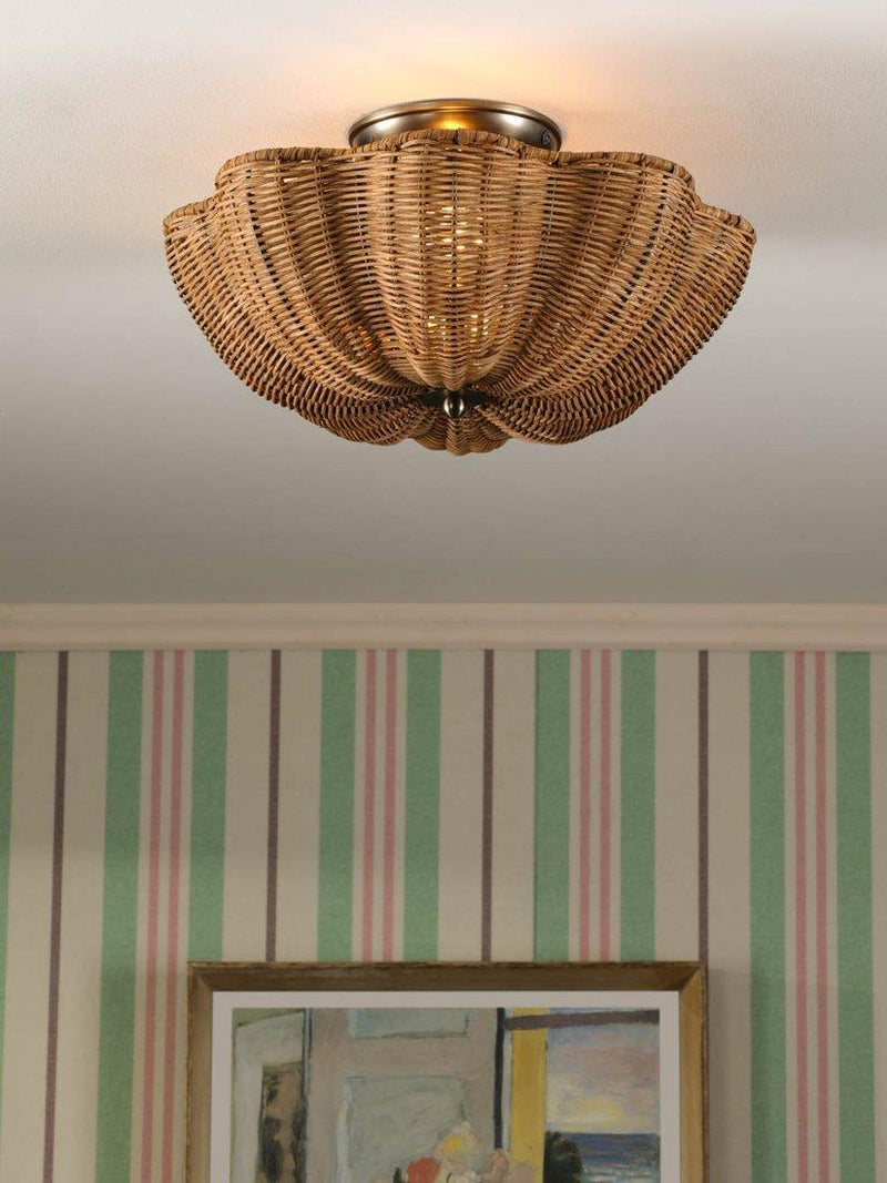Joules Braywick flush ceiling light natural rattan 35cm (British brand)