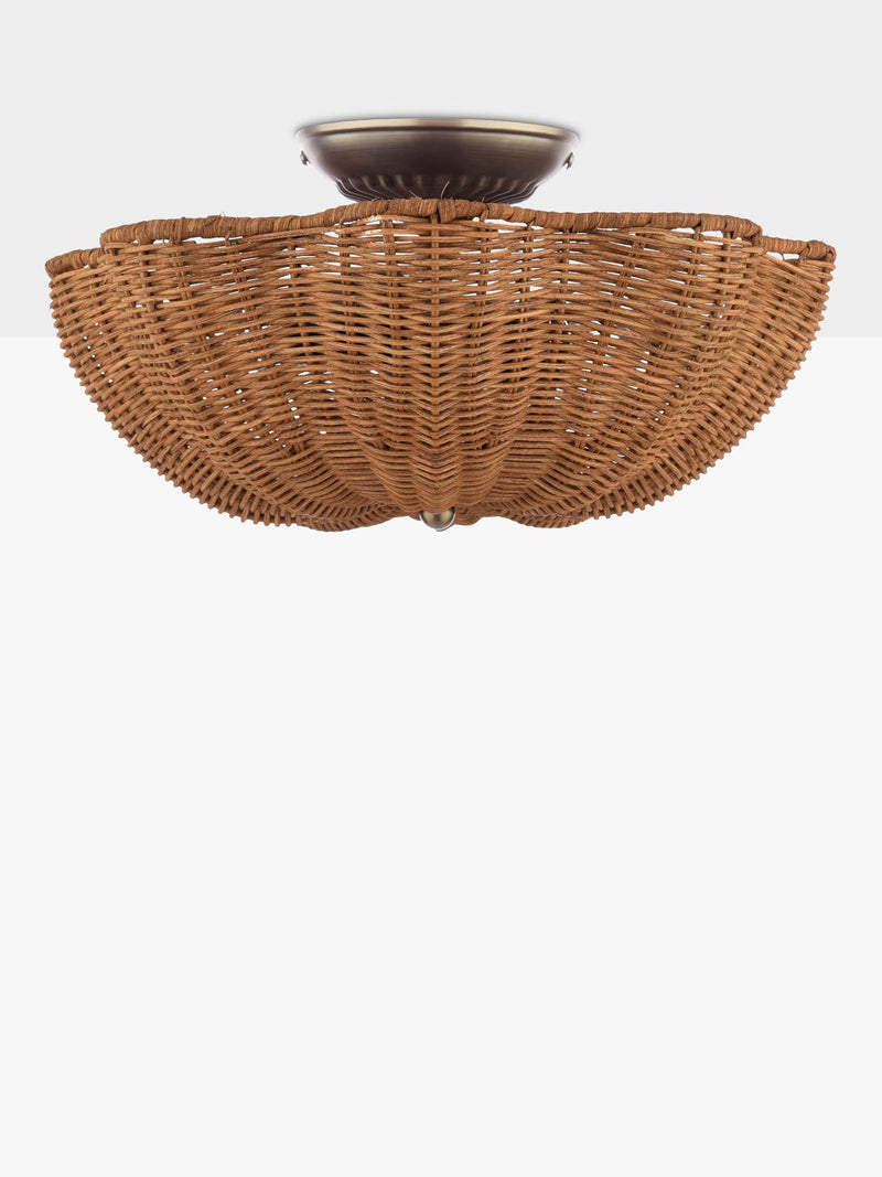 Joules Braywick flush ceiling light natural rattan 35cm (British brand)