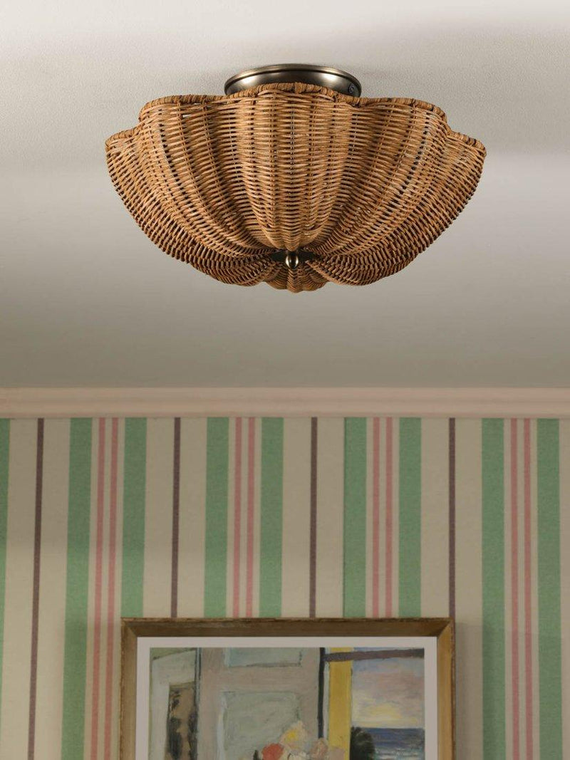 Joules Braywick flush ceiling light natural rattan 35cm (British brand)