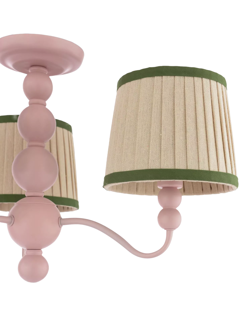 Joules Harewood pink 3-arm semi-flush ceiling light (British brand)