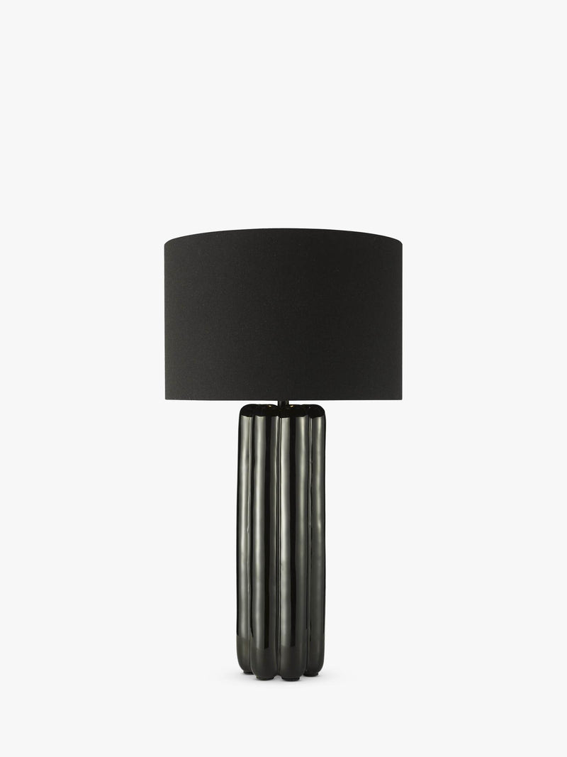 Där Hebron black glazed ceramic table lamp 58cm tall (British brand)