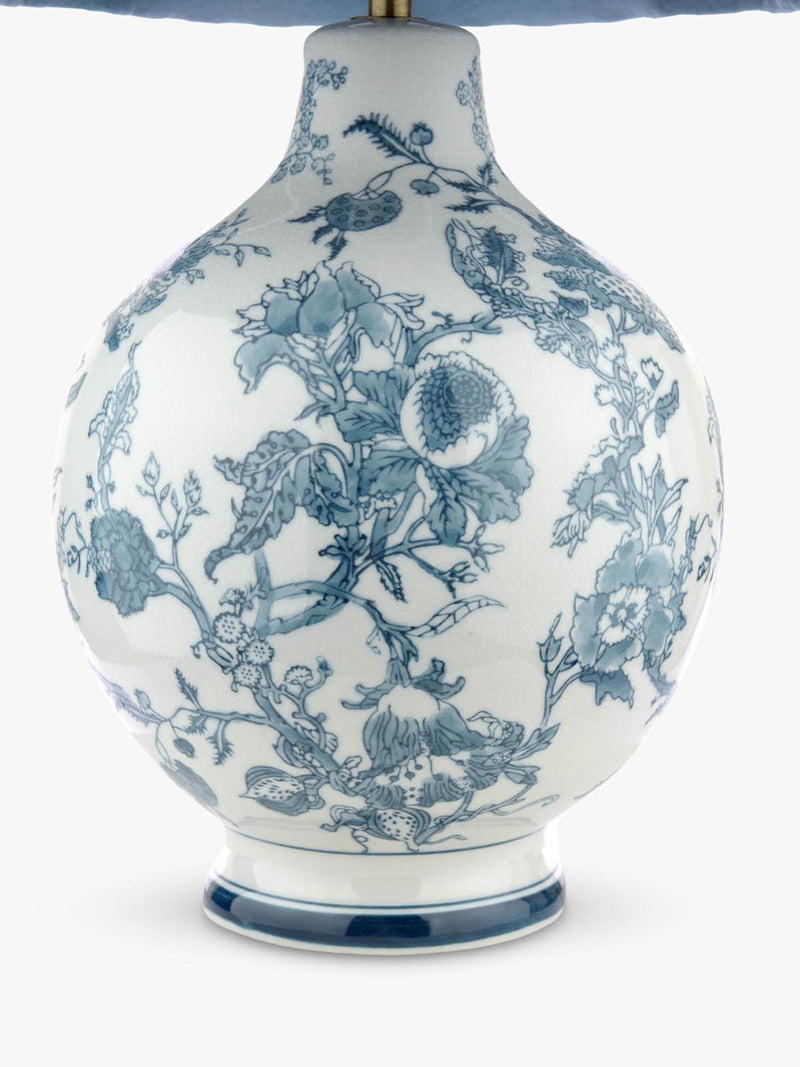 Laura Ashley blue floral ceramic table lamp, imported from the UK