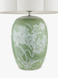 Laura Ashley Pashley green ceramic table lamp with linen shade, imported from the UK