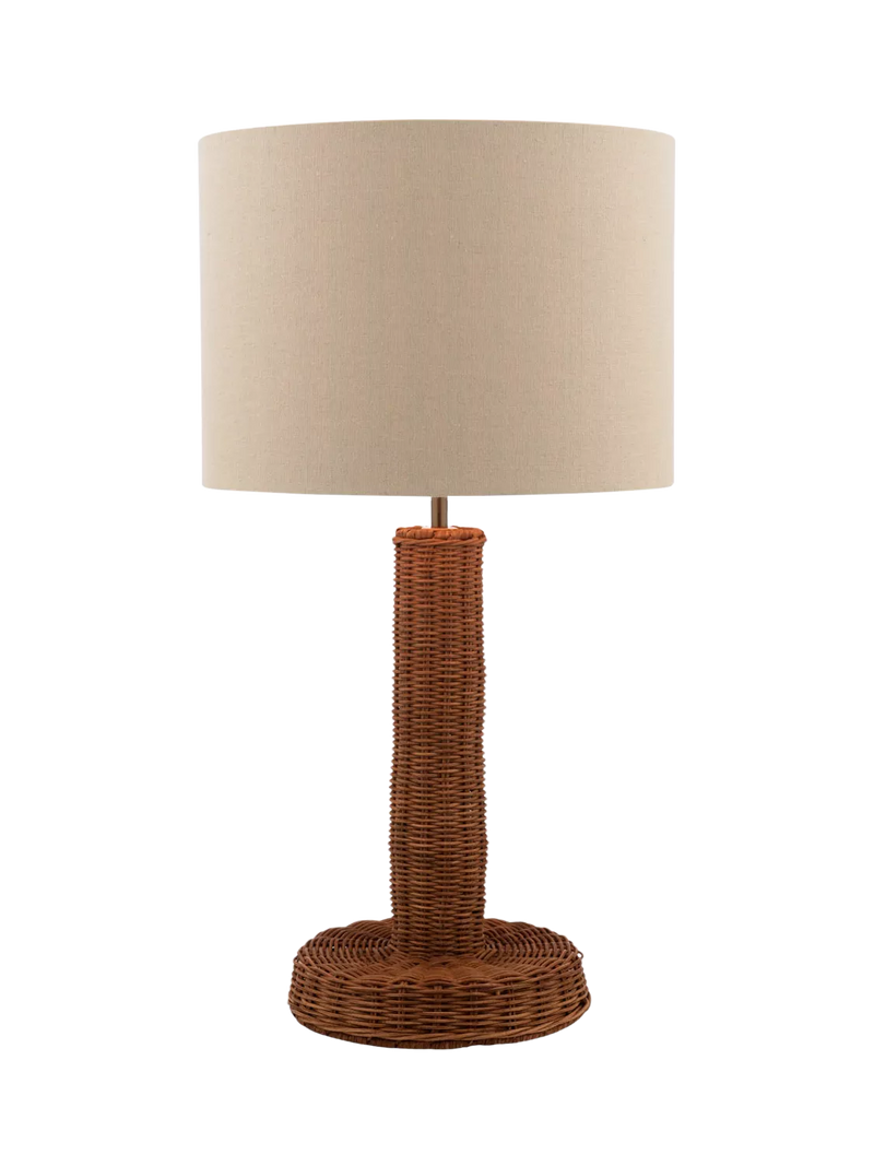 Joules Portree woven rattan table lamp natural finish, UK version