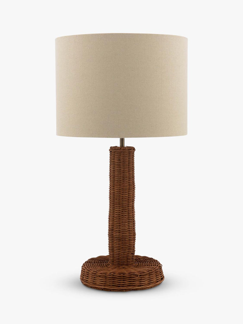 Joules Portree woven rattan table lamp natural finish, UK version