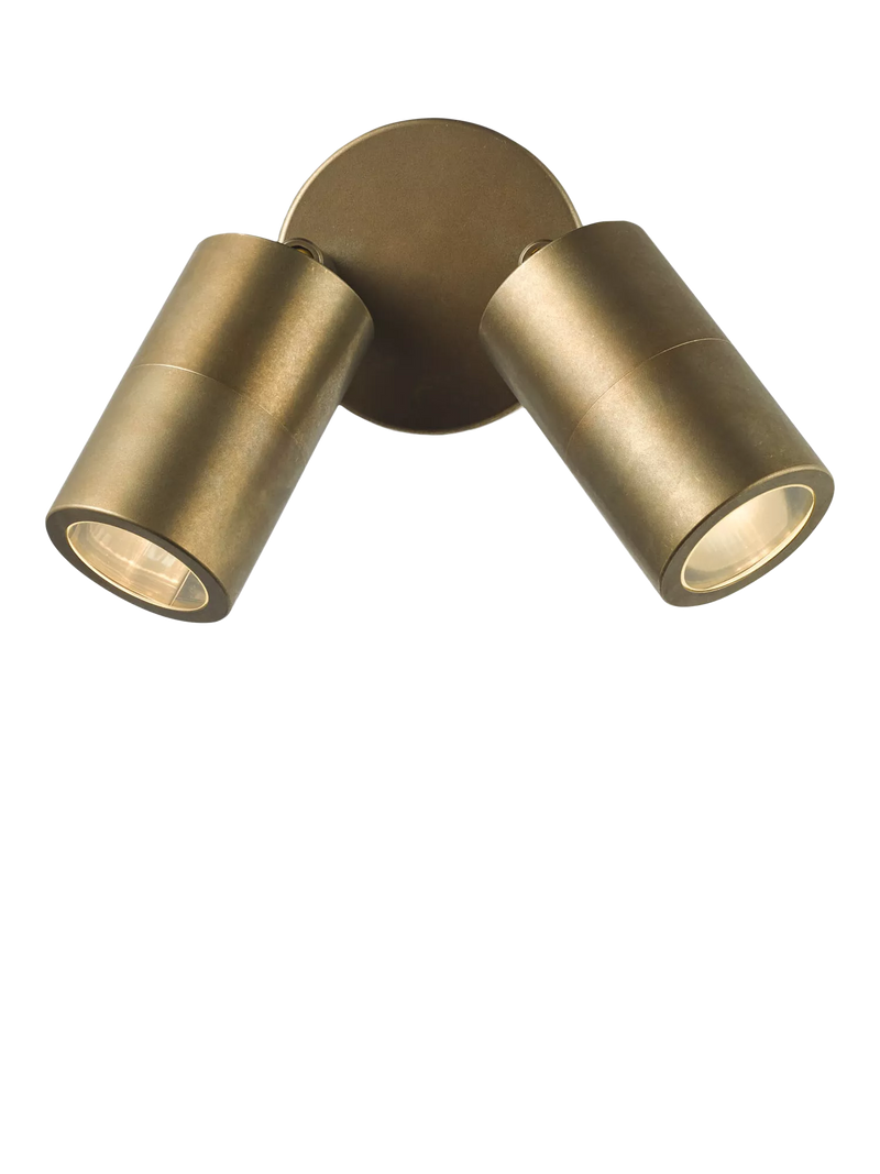 Där Ortega double arm wall light antique brass, imported from the UK