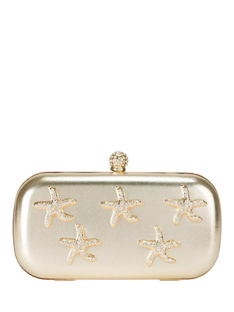 Carvela gold clutch bag with crystal starfish embellishments - British product