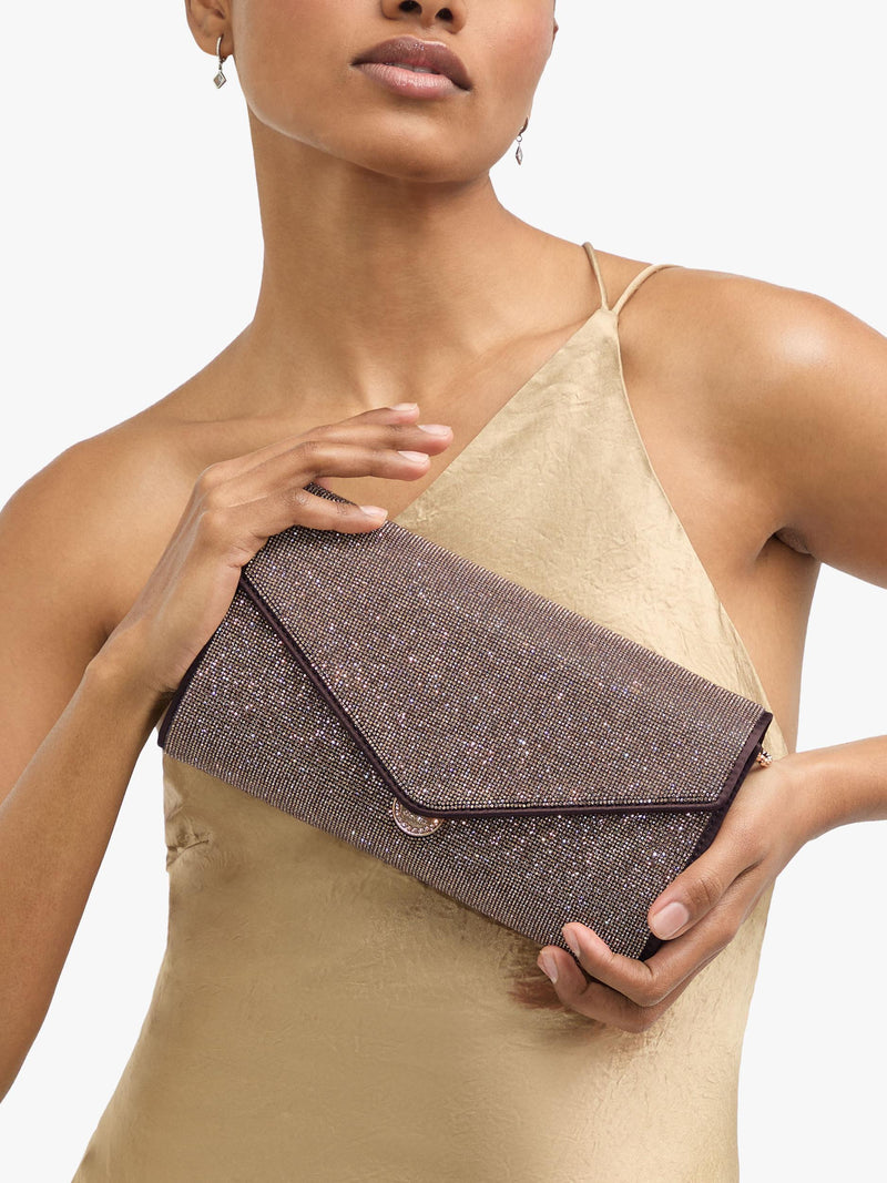 Carvela spiral envelope clutch bag with chain strap and mirror (British brand)