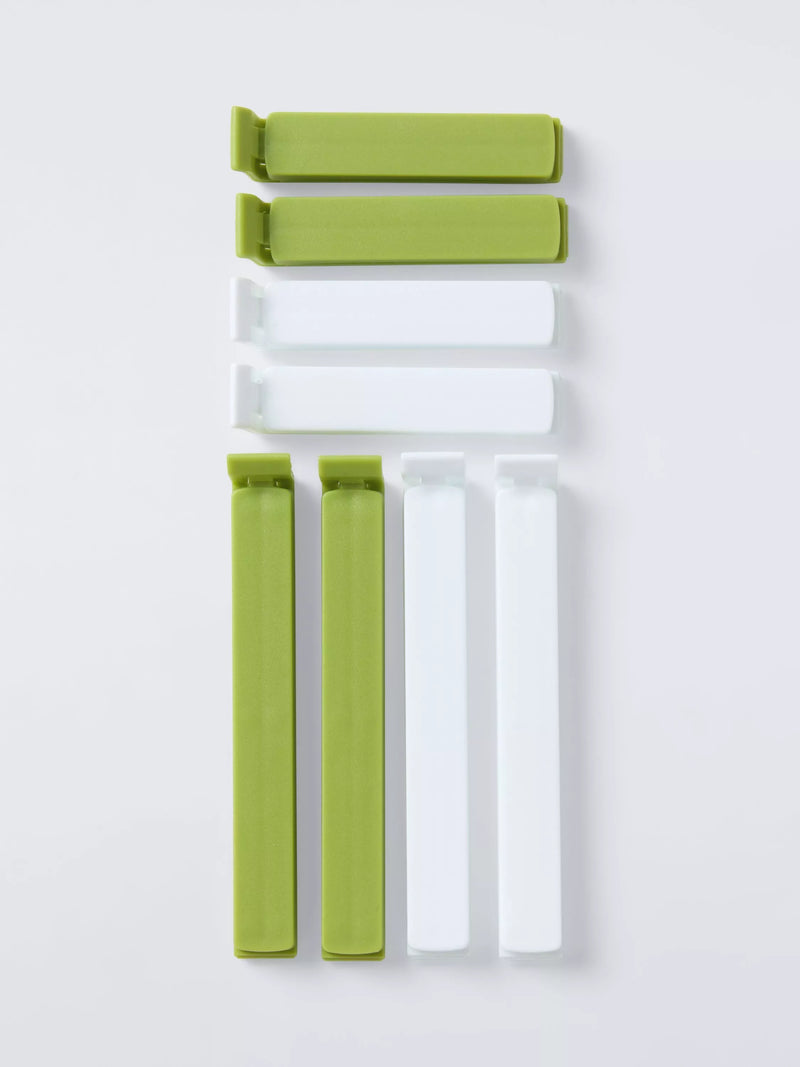 John Lewis bag seal clips pack of 8 green and white (British brand)