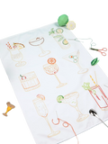 Chasing Threads cocktails teatowel embroidery kit, imported from the UK