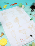 Chasing Threads cocktails teatowel embroidery kit, imported from the UK