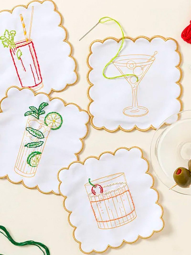 Chasing Threads cocktail napkins embroidery kit 25cm set of 6 (British brand)