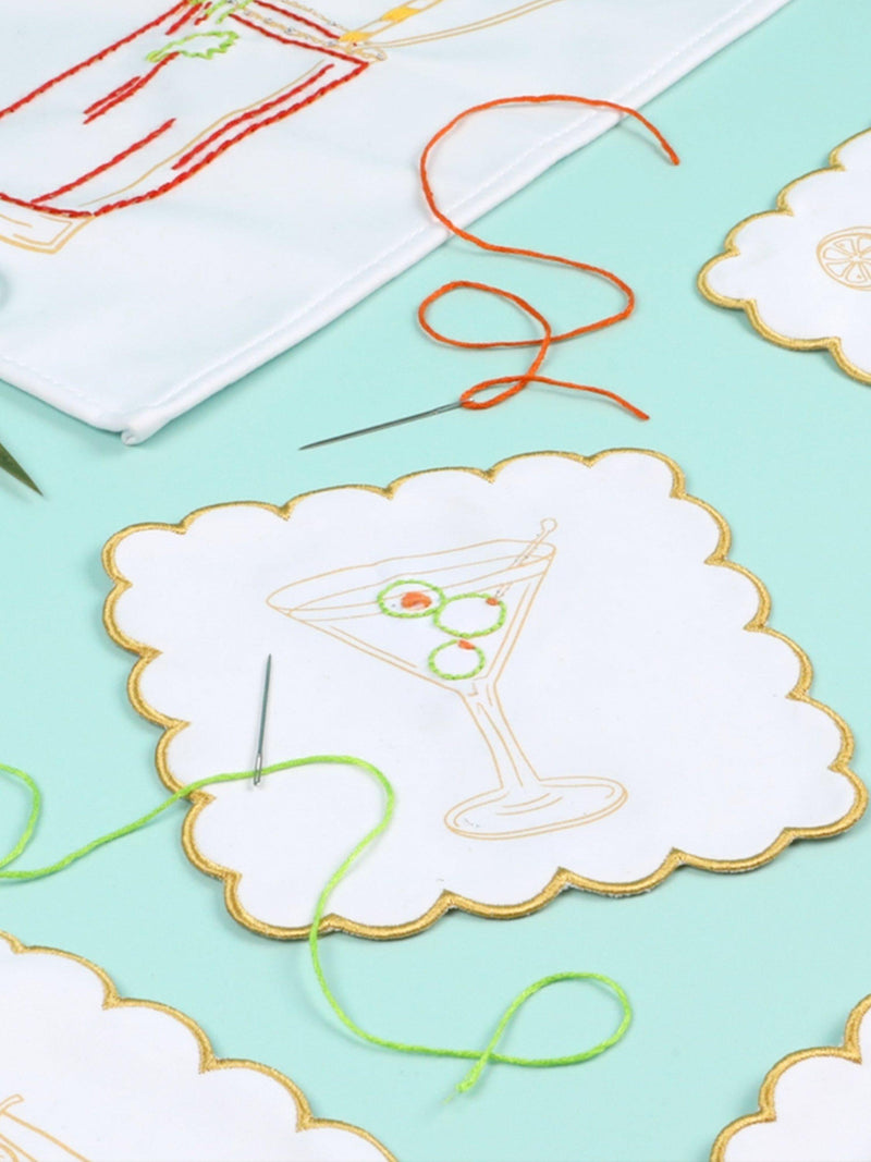 Chasing Threads cocktail napkins embroidery kit 25cm set of 6 (British brand)