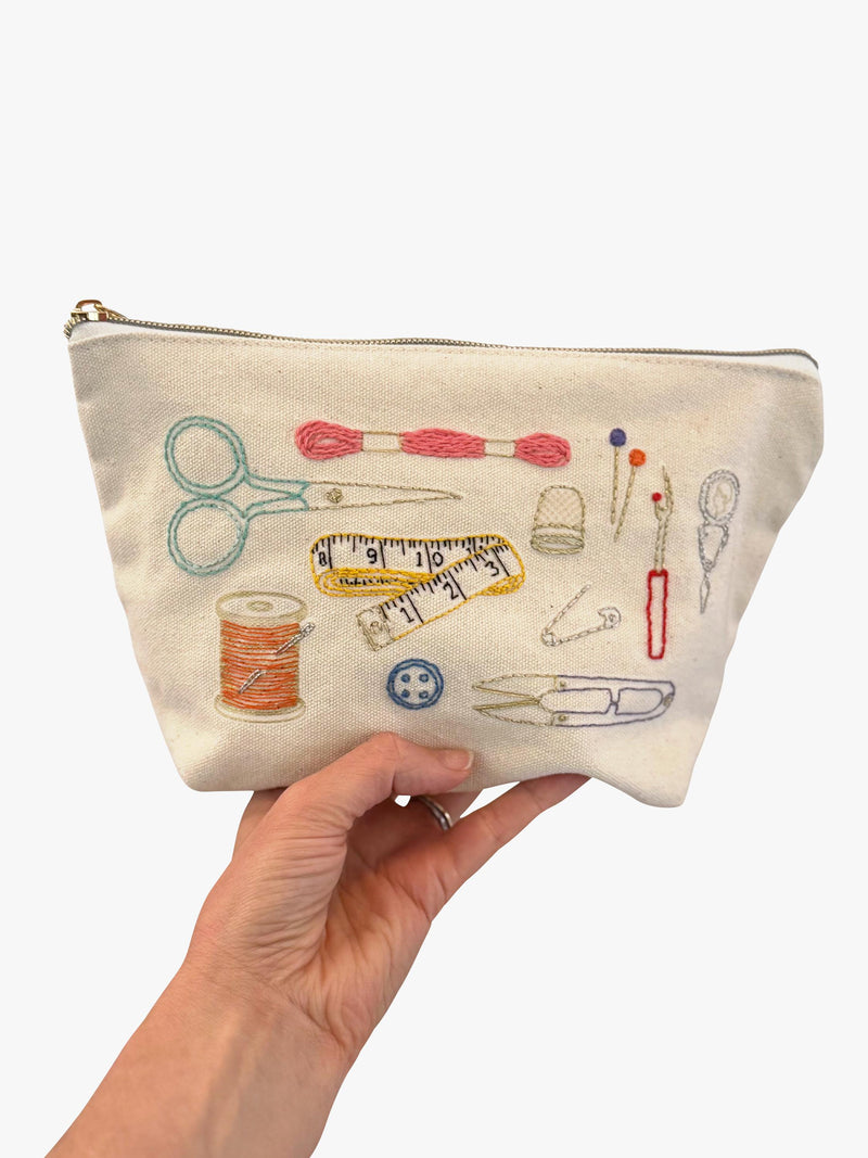 Chasing Threads embroidery kit zipped pouch beginner craft set, UK version