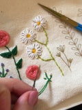 Chasing Threads Flowers Zipped Pouch embroidery kit, UK version