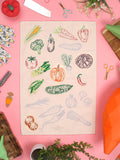 Chasing Threads veggies tea towel embroidery kit - British product
