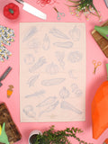 Chasing Threads veggies tea towel embroidery kit - British product