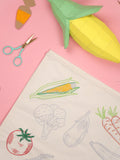 Chasing Threads veggies tea towel embroidery kit - British product